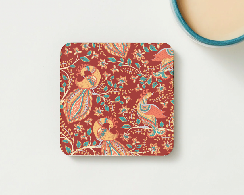 Vibrant Peacock Garden Coaster